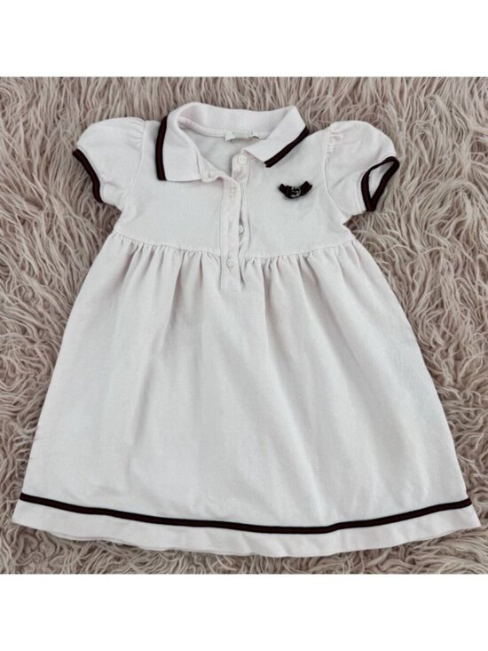 Gucci Other - Gucci Baby Girl Light Pink Dress with Navy and Burgundy Trim Size 12M-18M
